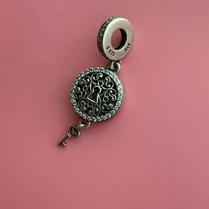 Silver Heart Key Charm